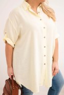 Koszula damska Plus Size z wiskozy z dłuższym tyłem żółta