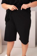 Komplet damski bawełniany Plus Size z bluzką i spodenkami czarny