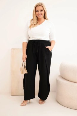 Spodnie damskie bawełniane Plus Size z gumką w pasie czarne