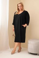 Sukienka damska Plus Size z kieszeniami czarna