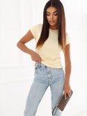 Czarny damski t-shirt basic z bawełny RUE PARIS
