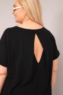 Bluzka damska Plus Size bawełniana z krótkim rękawem czarna