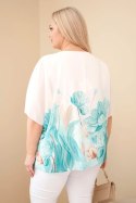 Bluzka damska Plus Size z kwiatowym printem i luźnym rękawem miętowa