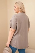 Bluzka damska bawełniana Plus Size z haftowanymi kwiatami fango
