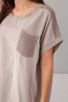 Bluzka damska bawełniana oversize z kieszenią i siateczką fango