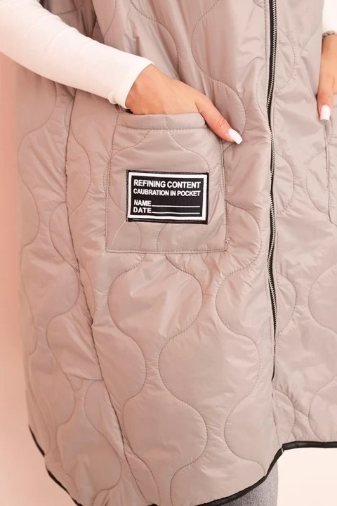 Kamizelka damska pikowana Plus Size z kapturem zapinana na zamek fango