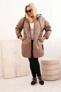 Kurtka damska Plus Size pikowana z kapturem i napisem HOPE fango