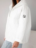 Kurtka damska pikowana z kapturem biała