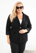 Marynarka damska Plus Size sztruksowa z klapami i kieszeniami czarna