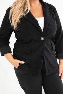 Marynarka damska Plus Size sztruksowa z klapami i kieszeniami czarna