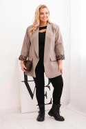 Marynarka damska Plus Size z podszewką w panterkę fango
