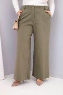 Spodnie damskie Plus Size z szeroką nogawką i wysokim stanem khaki