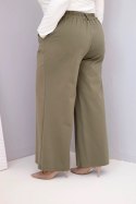 Spodnie damskie Plus Size z szeroką nogawką i wysokim stanem khaki