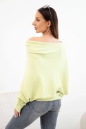 Sweter damski wiskozowy asymetryczny typu nietoperz pistacjowy