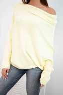 Sweter damski wiskozowy asymetryczny typu nietoperz żółty