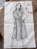 596-5 Elegancka szmizjerka midi ze złotymi guzikami i paskiem - szara
