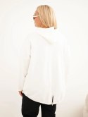 Bluza damska Plus Size masełko z kapturem i kieszenią kangurką ecru