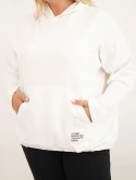 Bluza damska Plus Size masełko z kapturem i kieszenią kangurką ecru