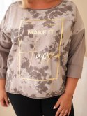 Bluzka damska bawełniana Plus Size z nadrukiem i dekoltem U fango