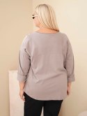 Bluzka damska bawełniana Plus Size z nadrukiem i dekoltem U fango