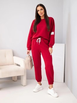 Komplet damski bawełniany z bluzą i spodniami jogger bordowy