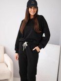 Komplet damski bawełniany z bluzą i spodniami jogger czarny