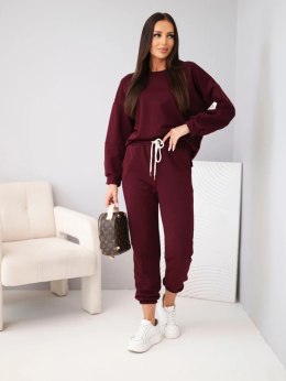 Komplet damski bawełniany z bluzą i spodniami jogger śliwkowy