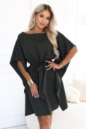 287-46 SOFIA Kobieca sukienka typu motyl z wiązaniem w pasie - ciemny khaki