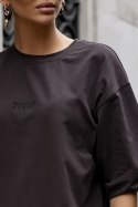 Czekoladowa t-shirtowa sukienka oversize SELLA