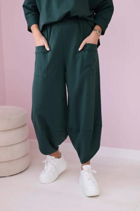 Komplet bawełniany bluza + spodnie ciemny zielony