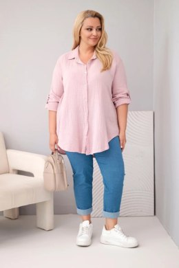 Koszula bawełniana muślinowa Plus Size ciemny pudrowy róż