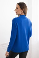 Sweter damski Plus Size z wiskozy z golfem chabrowy