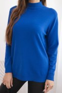 Sweter damski Plus Size z wiskozy z golfem chabrowy