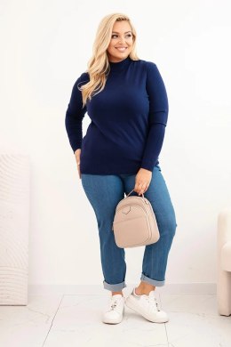 Sweter damski Plus Size z wiskozy z golfem granatowy