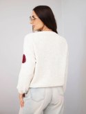 Sweter damski w kolorowe grochy z okrągłym dekoltem jasny beżowy