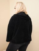 Bluza damska Plus Size sztruksowa z kapturem i zamkiem oversize czarna