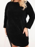 Sukienka damska Plus Size sztruksowa z luźnym fasonem czarna