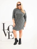 Sukienka damska Plus Size sztruksowa z luźnym fasonem khaki