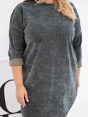 Sukienka damska Plus Size sztruksowa z luźnym fasonem khaki