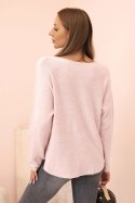 Sweter damska z wiskozą z dekoltem w serek ciemny pudrowy róż