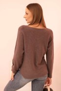 Sweter damska z wiskozą z dekoltem w serek mocca