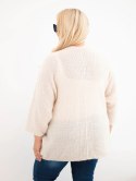 Sweter damski Plus Size z kieszeniami bez zapięcia beżowy