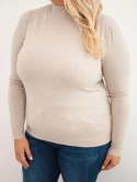 Sweter damski Plus Size z wiskozy z golfem beżowy