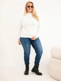 Sweter damski Plus Size z wiskozy z golfem ecru