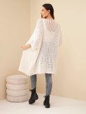 Sweter damski oversize o luźnym splocie bez zapięcia beżowy