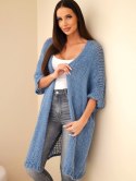 Sweter damski oversize o luźnym splocie bez zapięcia jeansowy