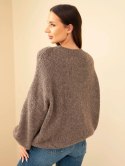 Sweter damski oversize z okrągłym dekoltem i ściągaczem fango