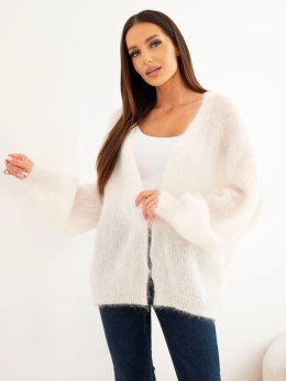 Sweter damski w 80% z kid moheru o luźnym fasonie bez zapięcia ecru