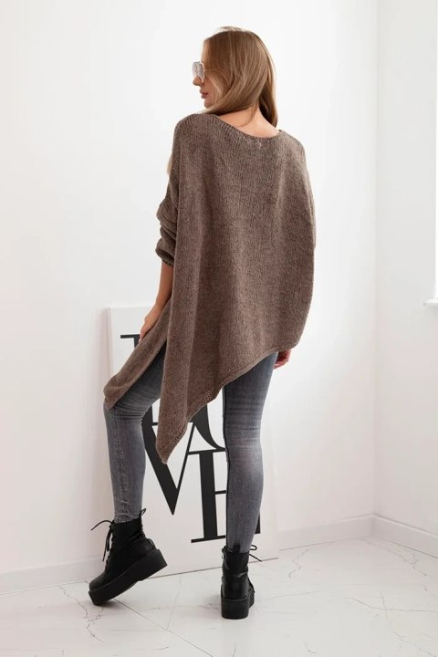 Sweter damski wełniany asymetryczny Plus Size z dekoltem V fango