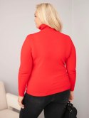 Sweter damski wiskozowy Plus Size z golfem o klasycznym kroju czerwony